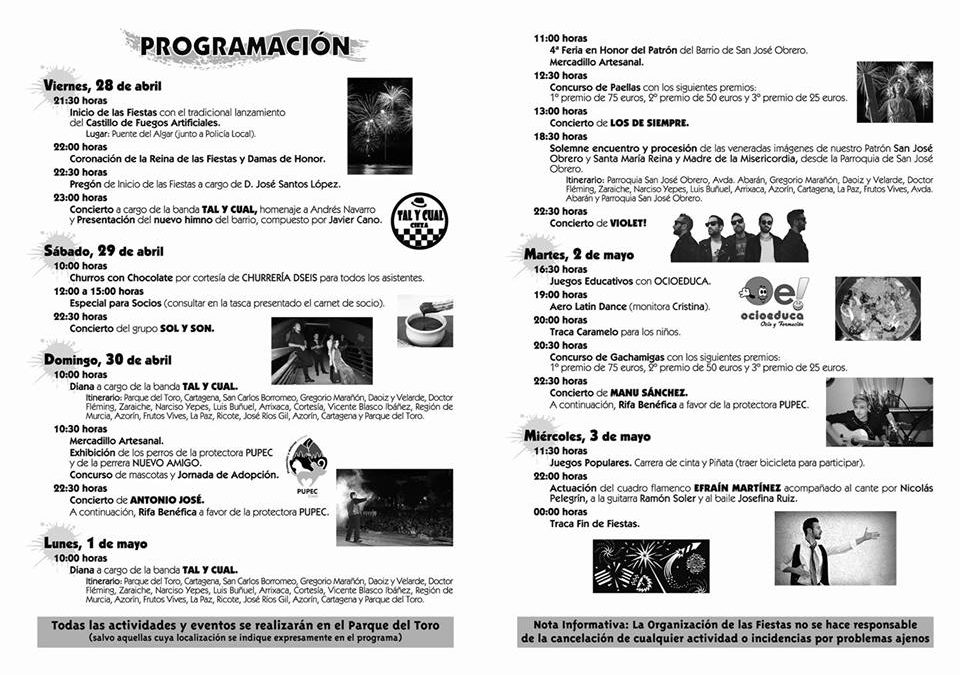Programación fiestas Barrio de San José Obrero