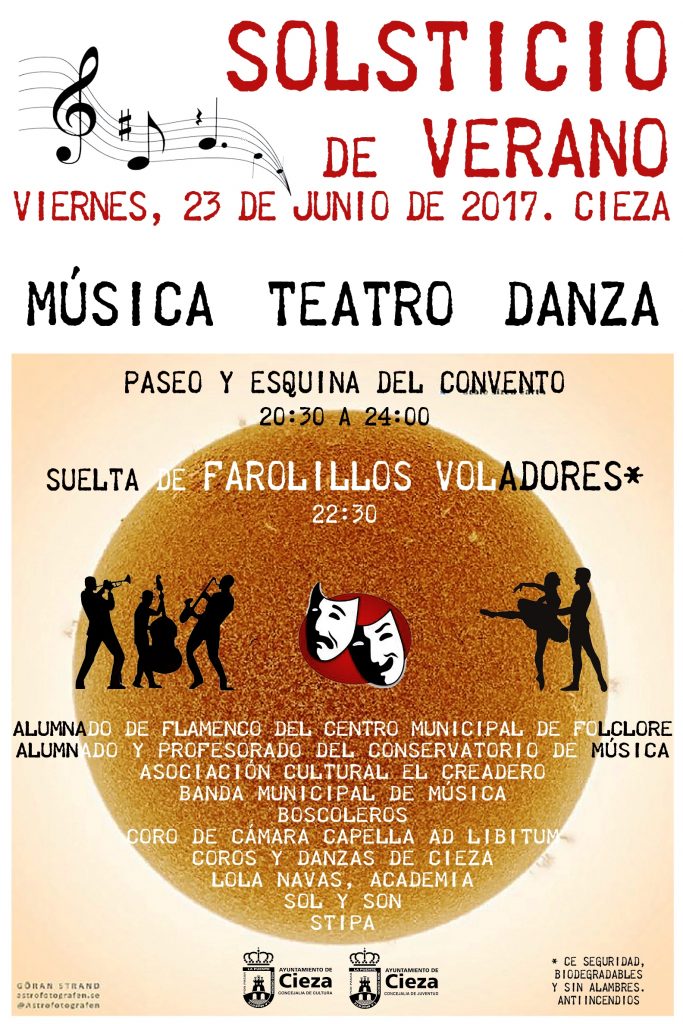 Imagen del Cartel de todas las actividades para la celebración del Solsticio en Cieza.