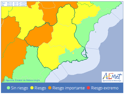 Meteorología emite aviso amarillo por temperaturas de hasta 38º este miércoles en la Vega Alta
