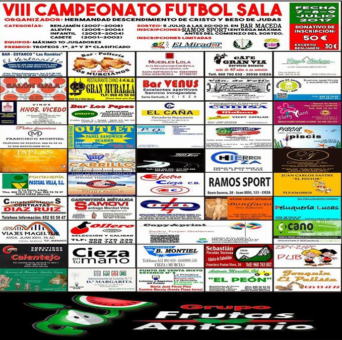 Imagen del cartel del Campeonato de Fútbol Sala que organiza la Hermandad del Desendimiento de Cristo y Beso de Judas de Cieza.