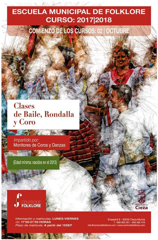 Cartel nuevo curso centro de folklore de Cieza.