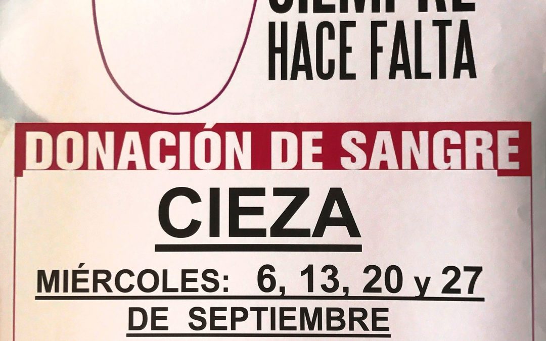 Con la llegada de septiembre llegan nuevas jornadas de donación de sangre en Cieza