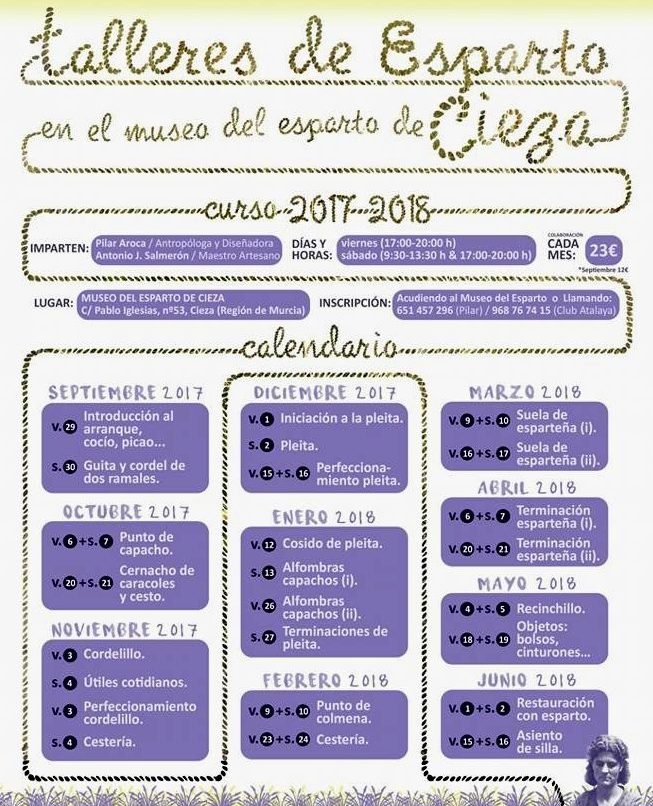 Imagen del Cartel del calendario de talleres de esparto en Cieza.