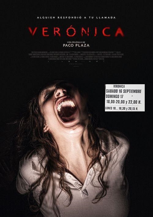 Cartel con la Información sobre la pelicula Verónica en Cieza.