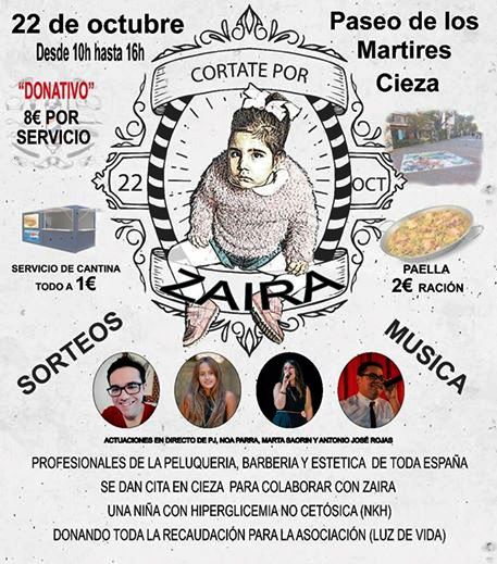 ‘Córtate por Zaira’, domingo 22 de octubre evento solidario para ayudar a una niña de Cieza