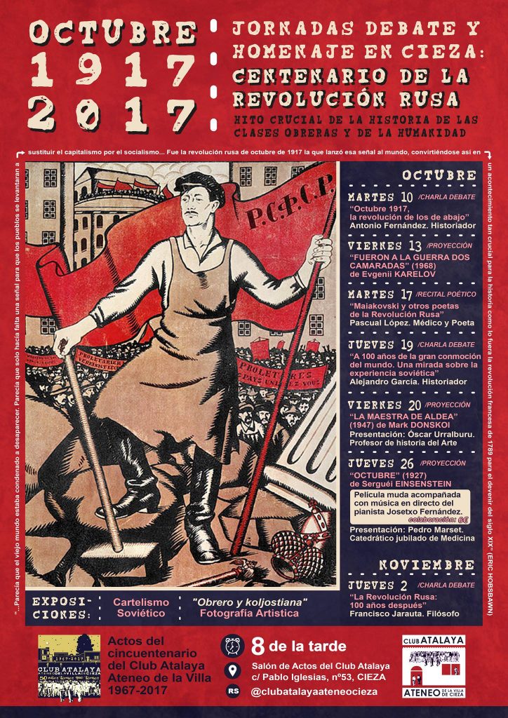 Imagen del Cartel de las actividades en homenaje al centenario de la Revolución Rusa en Cieza.