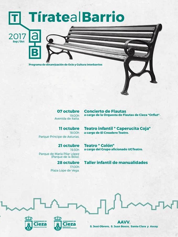 Imagen del Cartel de la programación de Tírate al Barrio en Cieza.