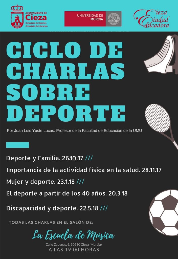 Cartel del ciclo de charlas sobre deporte a celebrarse en Cieza.