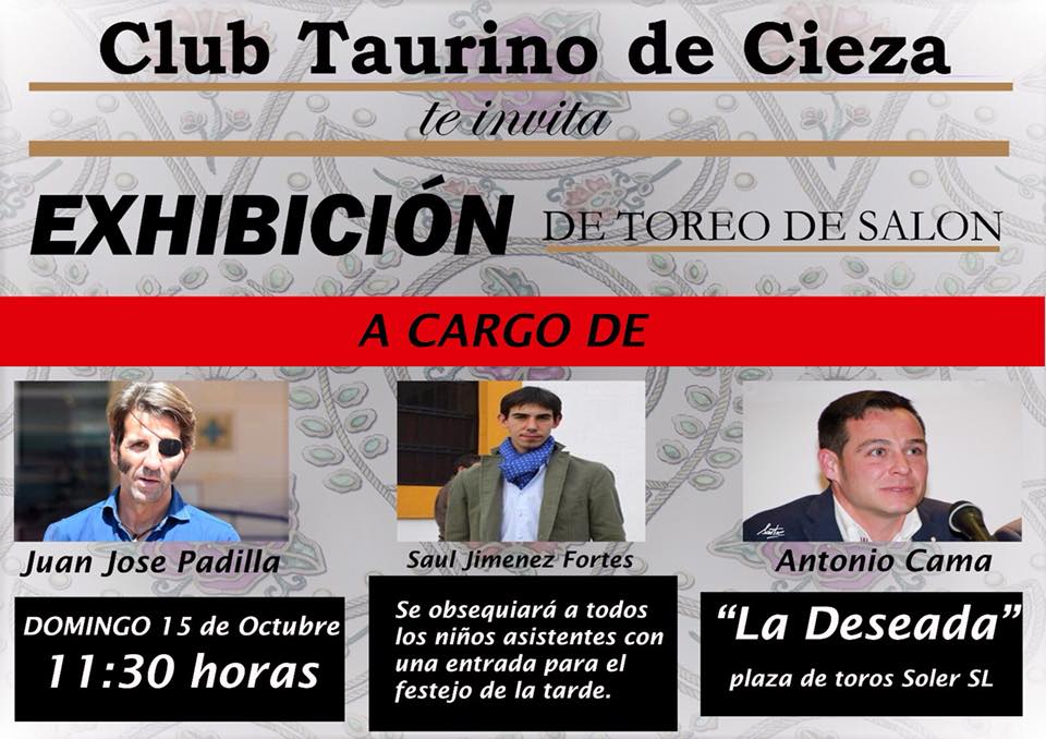 Foto del cartel de la Exhibición toreo de salón en la Plaza de Toros de Cieza.