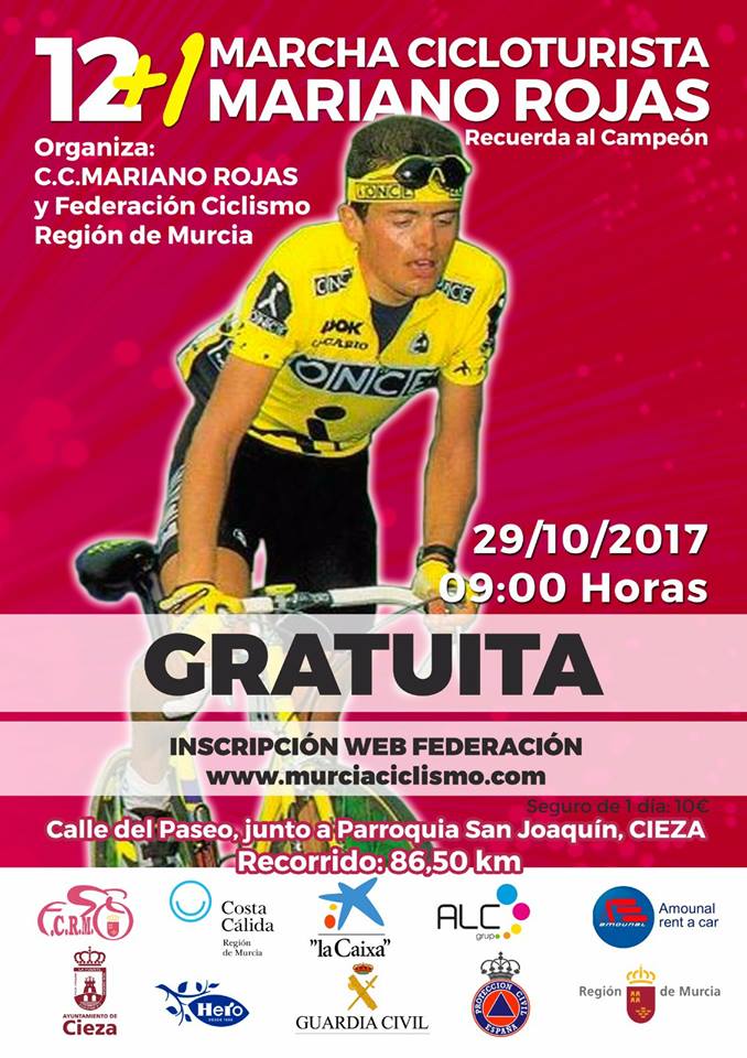 Imagen del Cartel de la marcha cicloturista mariano rojas en Cieza.