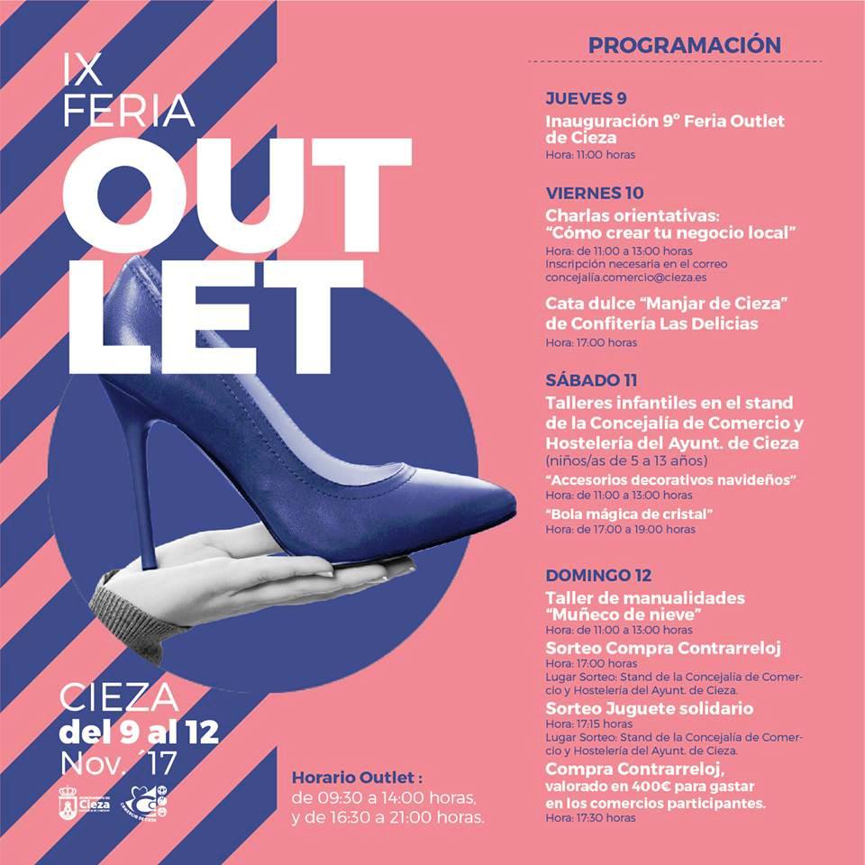 Fotografía del Cartel de la Feria Outlet de Cieza 2017 con toda la información de los eventos a realizarse.