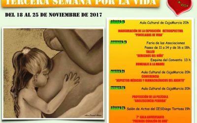 Cartel de la III Semana por la Vida de la Asociación Cieza+Vida que se hará en cieza.