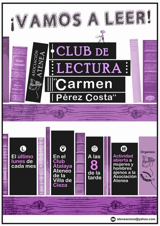 Cartel del Club de Lectura 'Carmen Pérez Costa' de Cieza.