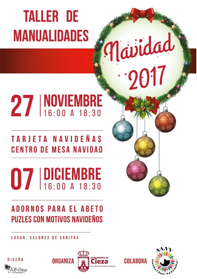 Cartel del Taller de Manualidades de la Asociación de Vecinos Santa Clara-La Ermita en Cieza.