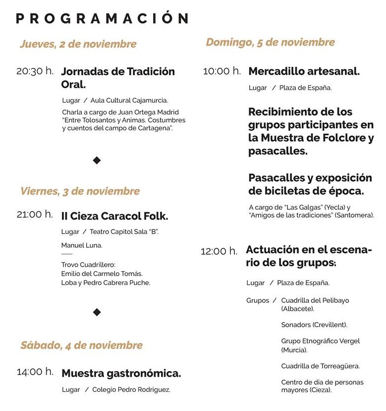 Fotografía del Cartel de la Programación de la VIII Feria de las Tradiciones de Cieza.