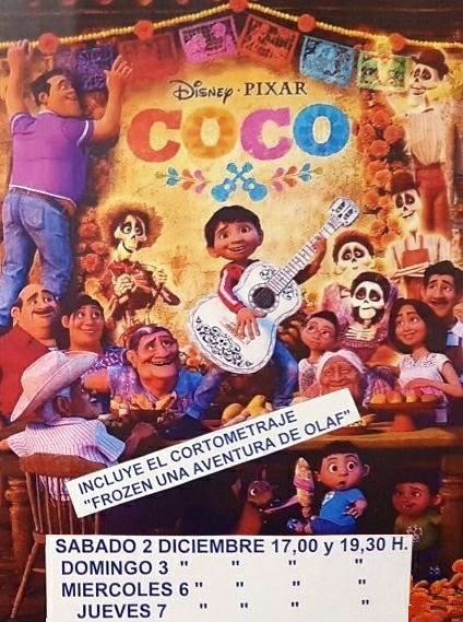 Continua en el cine del Aurelio Guirao la proyección de ‘COCO’, la nueva película de Pixar