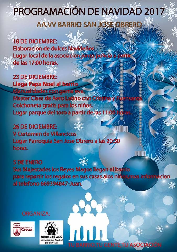 Imagen del cartel de la programación de Navidad de la Asociación de San José Obrero de Cieza.