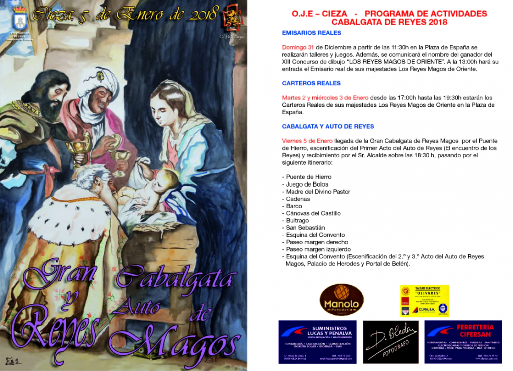 Flyer de la cabalgata de Reyes Magos de la Oje de Cieza.