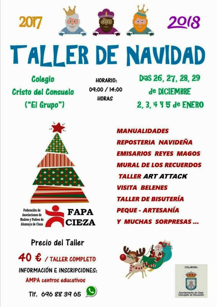 Montaje del Cartel del taller de navidad de Fapa Cieza.