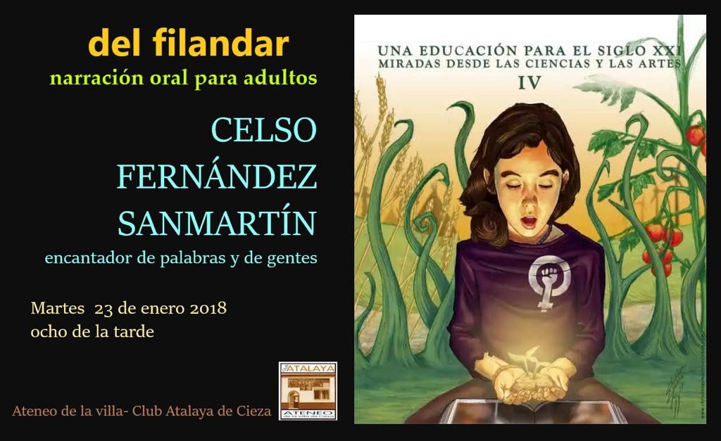 Imagen del cartel sobre la narración para adultos en el Club Atalaya de Cieza.