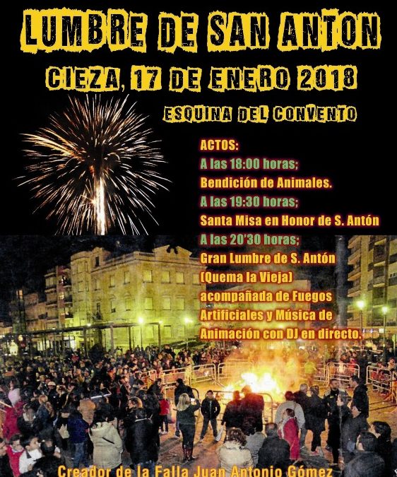 Regresa la tradicional lumbre de San Antón a la Esquina del Convento