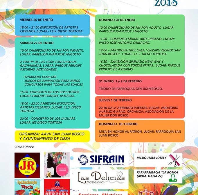 Programación de las Fiestas del barrio San Juan Bosco de Cieza 2018