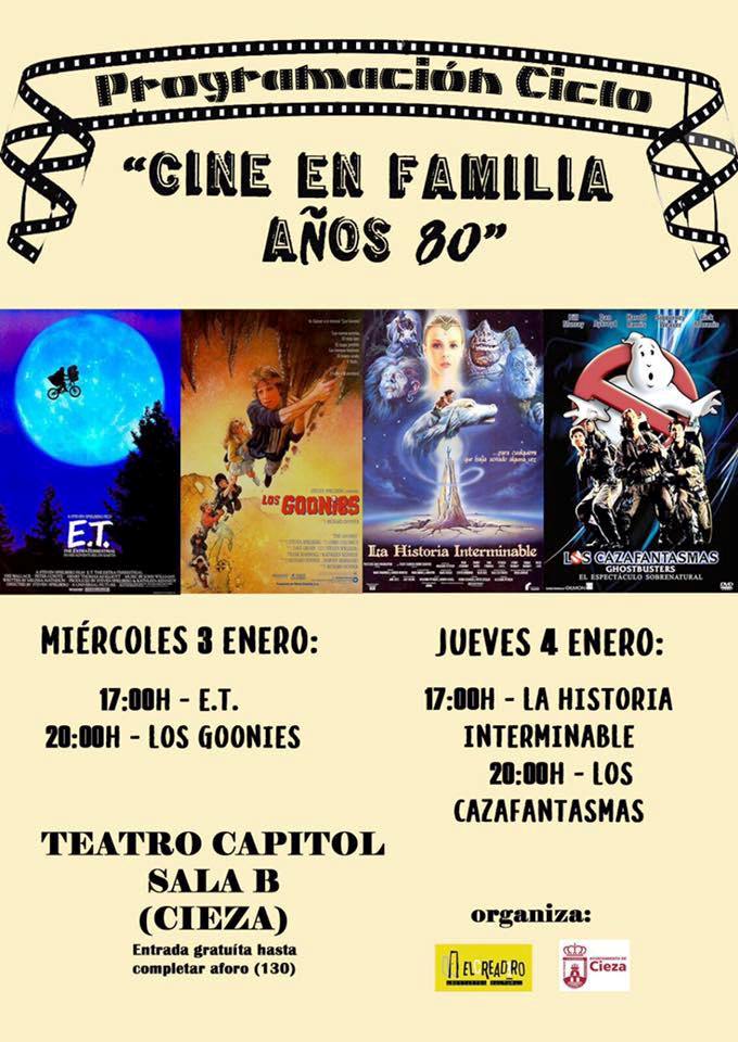 Cartel del Cine en familia, en el Teatro Capitol de Cieza.