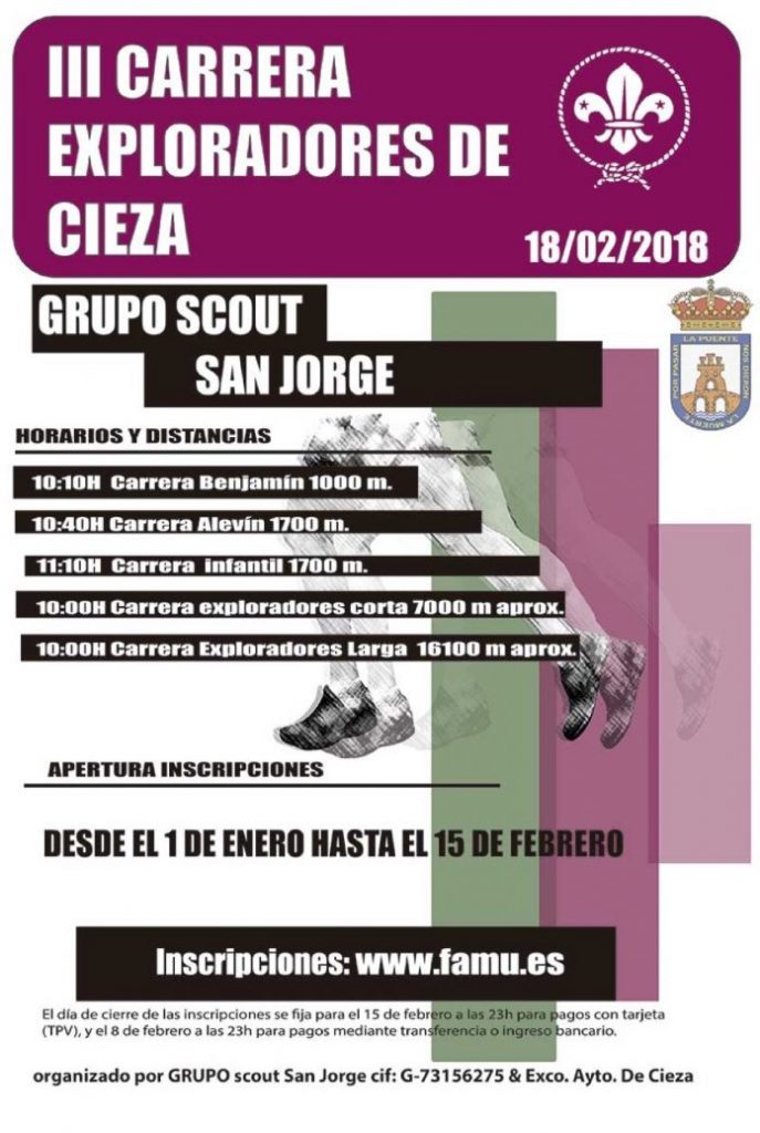 Foto del Cartel III Carrera Exploradores Cieza, por el grupo Scout San Jorge.