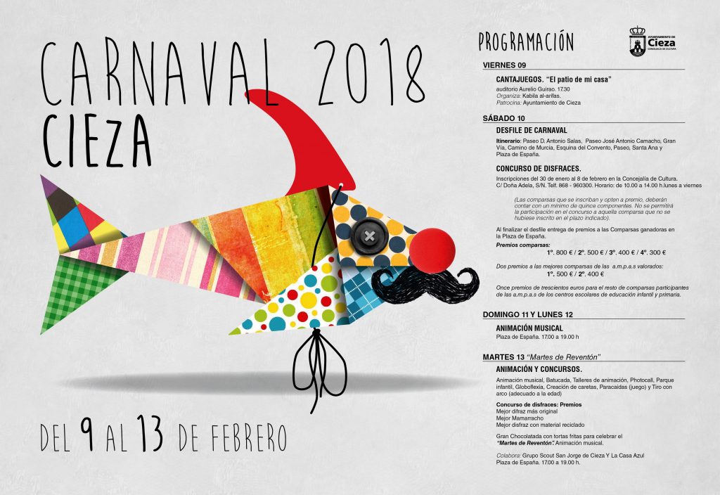 Imagen del cartel del programa del Carnaval de Cieza 2018.