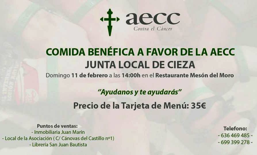 Cartel de la Comida benéfica de la Asociación Española Contra el Cáncer, junta local de Cieza.