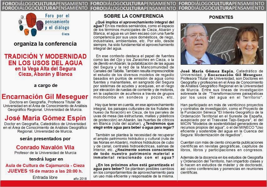 Conferencia: “Tradición y modernidad en los usos del agua”