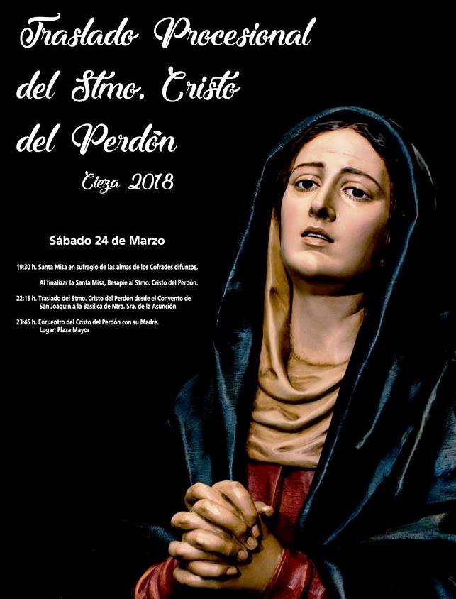 Cartel de los actos y traslado del Cristo del Perdón de Cieza.