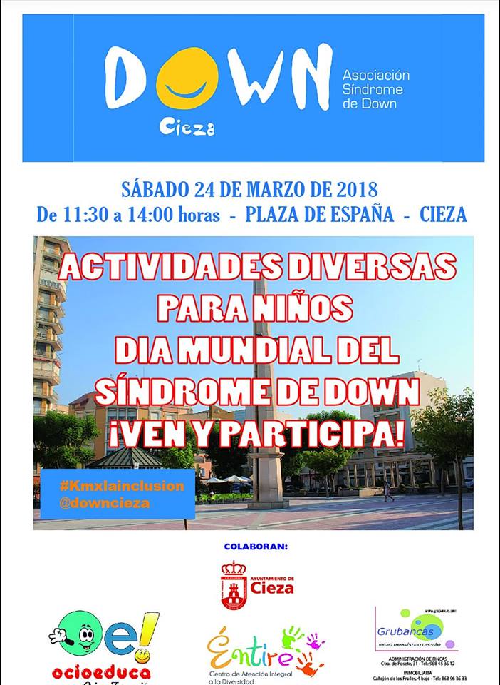 Cartel con la información por el Día Mundial del Síndrome de Down en Cieza.