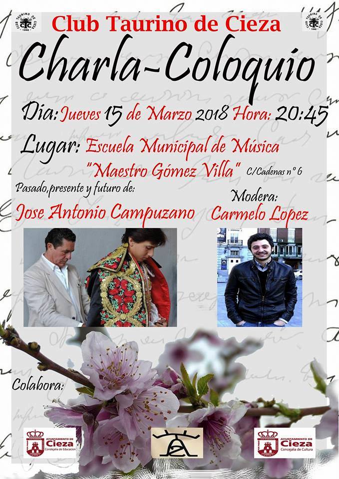 Imagen del cartel de la Charla mesa redonda del Club Taurino de Cieza.