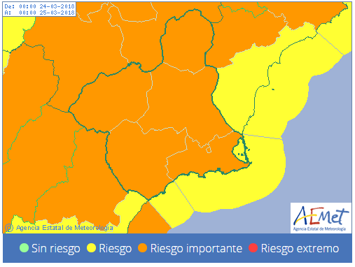 Alerta por fuertes rachas de viento en toda la Región de Murcia