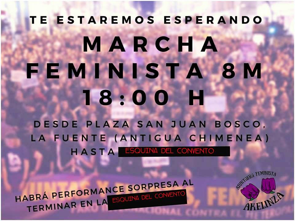 Cartel de la Marcha feminista Akelinza Ajuntaera Cieza.