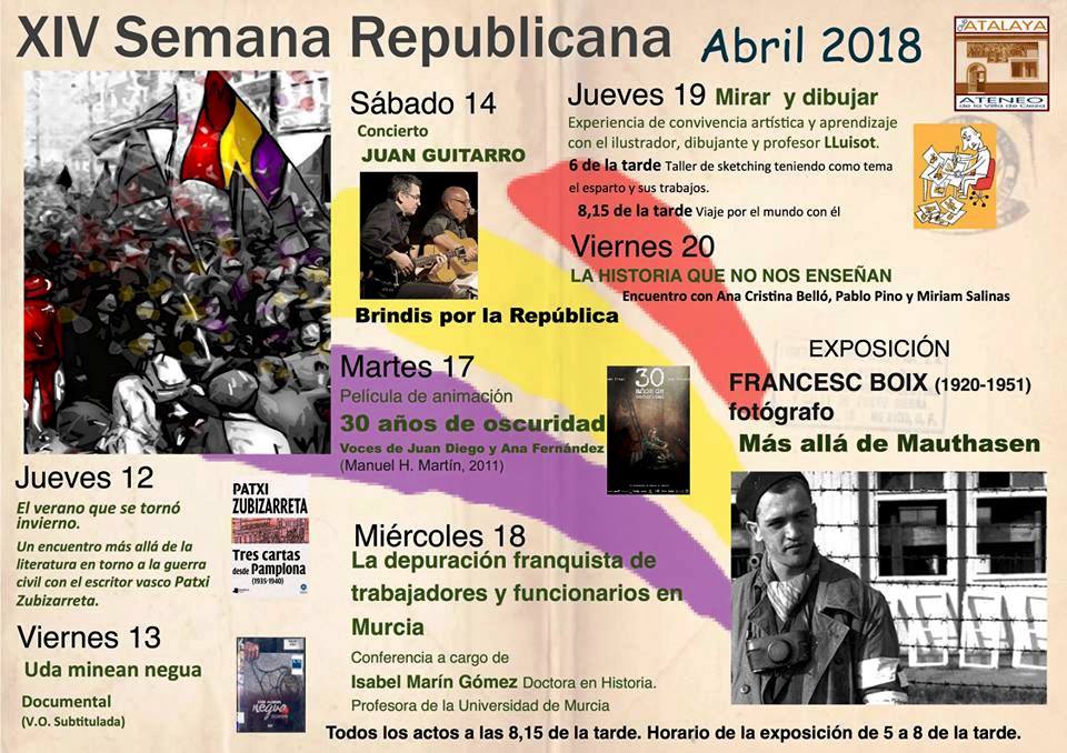 Cartel de las Actividades del programa de la Semana Republicana en Cieza.