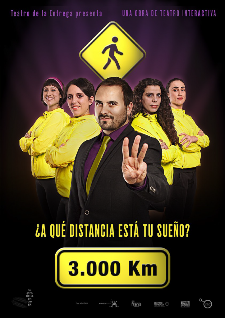 Cartel de la otra de teatro 3000 KM en el Teatro Capitol de Cieza.