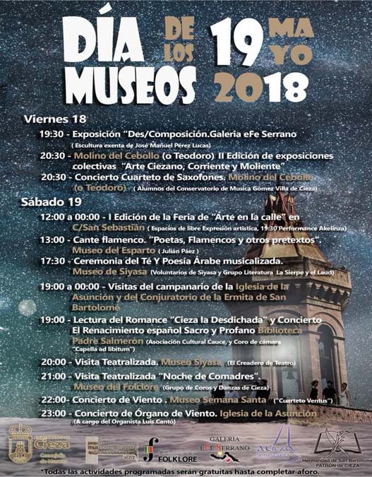 Programación del Día y la Noche de los Museos 2018 en Cieza