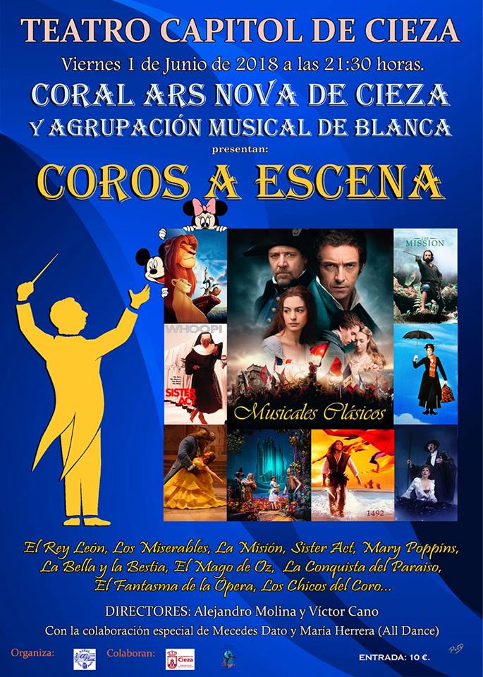Cartel del concierto Coros a Escena de la Coral Ars Nova en el Teatro Capitol de Cieza, desde aquí puedes comprar tus entradas.