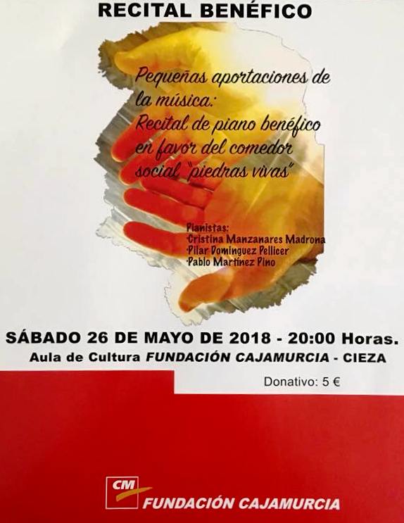 Cartel del recital de piano benéfico Piedras Vivas de Cieza.