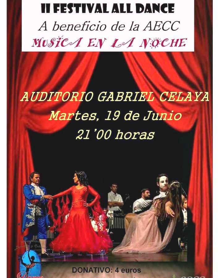 Cartel con la información del II Festival All Dance a beneficio de la Asociación Contra el Contra el Cáncer.