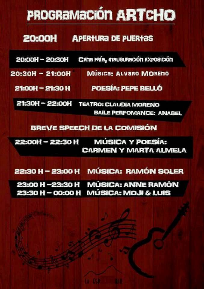 Programa de actuaciones de La Espartería en el Club Atalaya de Cieza.