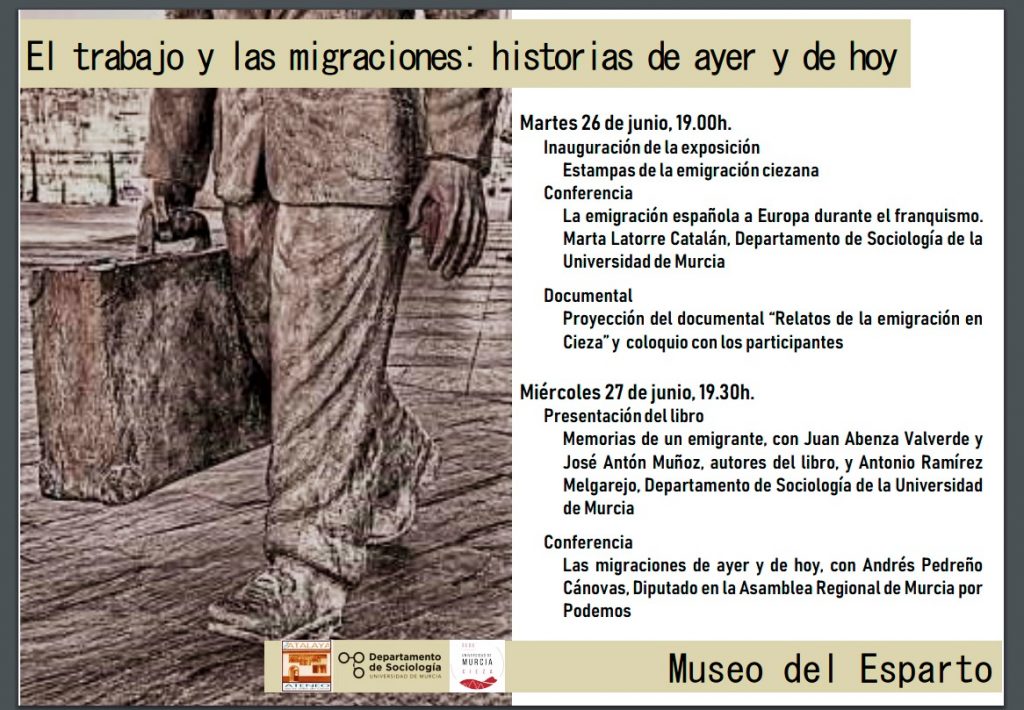 cartel de las charlas sobre la emigración en Cieza.