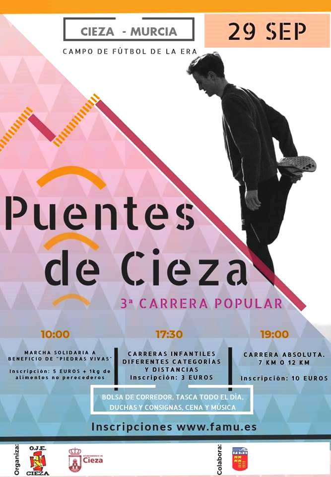 imagen del Cartel de la Carrera Popular Los Puentes de Cieza por OJE Cieza.