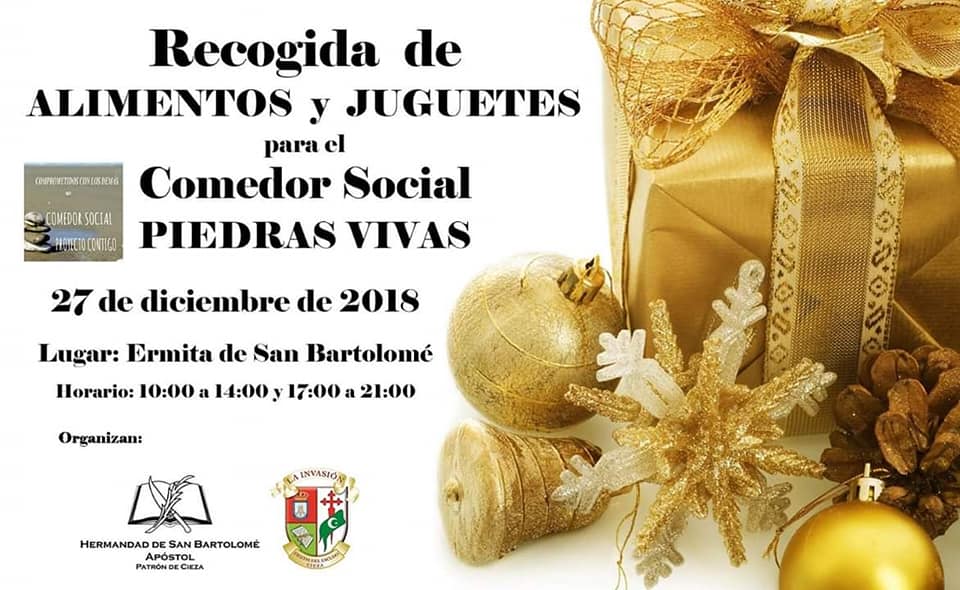Recogida de alimentos y juguetes a favor del Comedor Social Piedras Vivas de Cieza