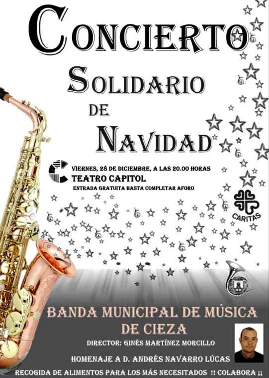 Imagen del cartel del concierto solidario banda Municipal de Música.