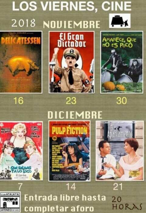 Programa de peliculas en el club Atalaya de Cieza.