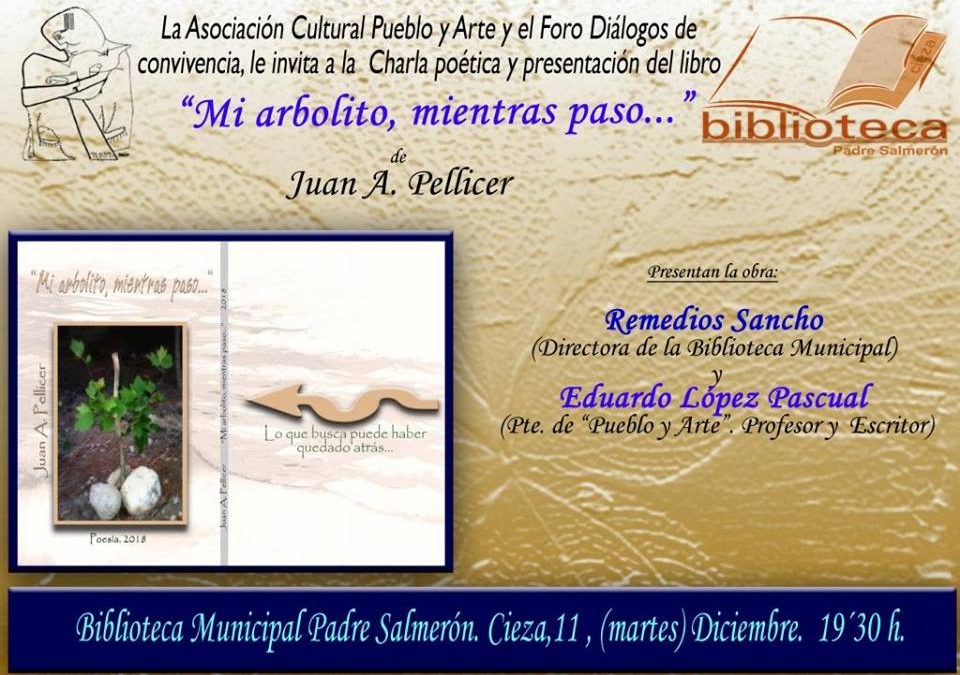 Charla poética, y presentación del libro «Mi arbolito, mientras paso…»