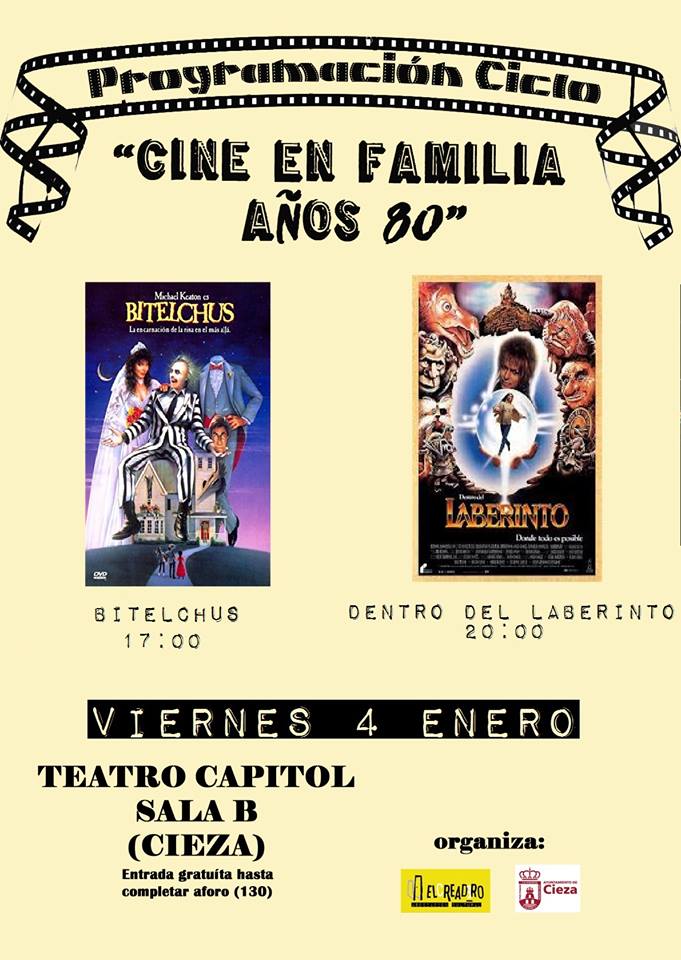cartel programación cine en familia en Cieza.